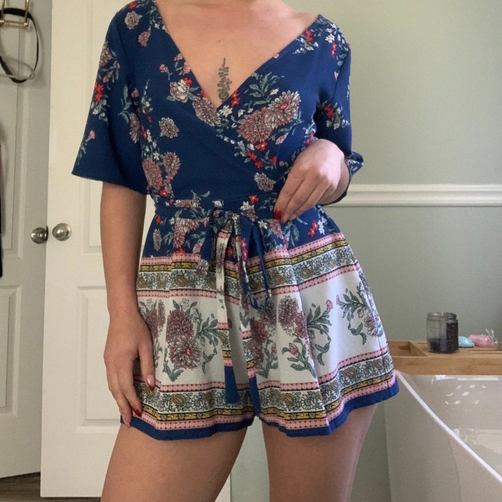 Blue Floral Romper